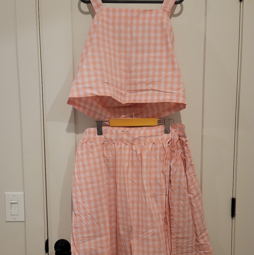 Pink Gingham Bando set